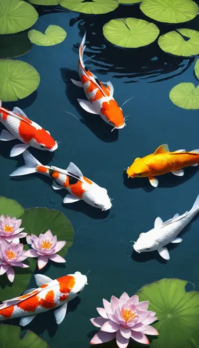 koi pond,koi fish,koi carps,lily pond,koi carp,water lilies,white water lilies,fishes,koi,aquatic plants,dragon boat,pond flower,dragonboat,lotuses,fish pond,lily pads,water lotus,lilly pond,canoes,aquatic plant,Illustration,Paper based,Paper Based 27