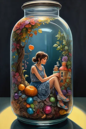 aquarium,fish tank,aquarium decor,aquariums,underwater background,glass jar,goldfish,fishbowl,marine tank,acquarium,mermaid background,under the sea,aquarium inhabitants,sci fiction illustration,empty jar,freshwater aquarium,fishes,terrarium,under sea,aquatic life,Conceptual Art,Oil color,Oil Color 04