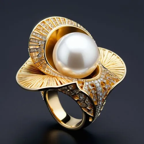 ring with ornament,anello,ring jewelry,mikimoto,golden ring,boucheron,Unique,3D,3D Character