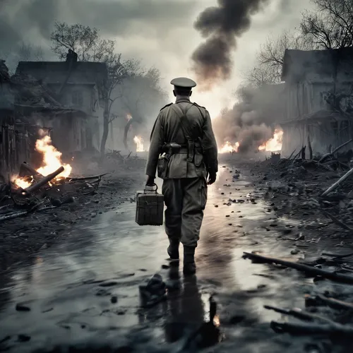 Craft a heart-wrenching tale set during a devastating war, where a young medic struggles to cope with the overwhelming number of casualties. Bring out your dead.,second world war,first world war,world