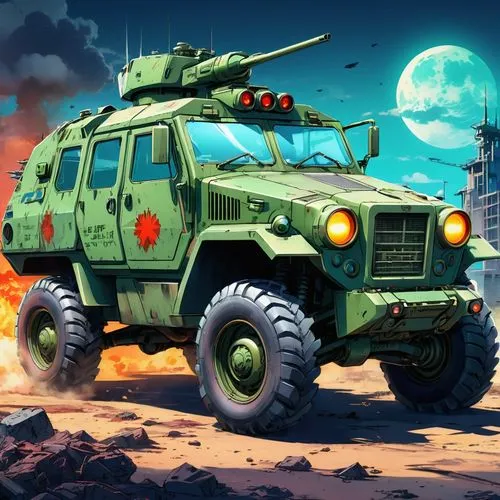 armored vehicle,defender,uaz,hmmwv,hanomag,armored personnel carrier,vehicule,tracked armored vehicle,retro vehicle,special vehicle,mrap,cartoon video game background,armored car,humvee,us vehicle,vehicules,kfz,landtroop,jltv,centauro,Illustration,Japanese style,Japanese Style 03