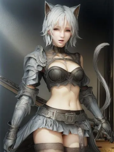 miqati,kotobukiya,gray kitty,nya,miqdad,neko,3d figure,cat warrior,game figure,atoki,tera,kitta,model kit,vencat,feline,gray cat,korin,furgal,fran,kitami