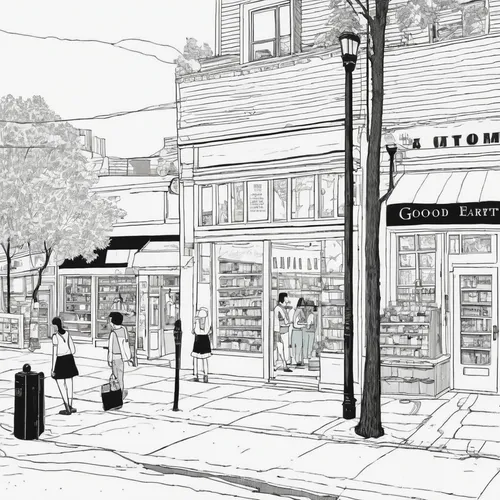 store fronts,mono-line line art,convenience store,liquor store,grocer,watercolor shops,grocery,grocery store,coloring page,bookstore,general store,storefront,street scene,flower shop,mono line art,deli,coloring pages,pastry shop,bookshop,food line art,Illustration,Vector,Vector 10