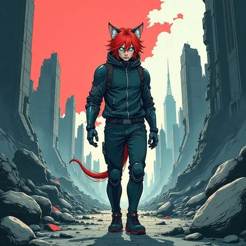 redfox,the red fox,celldweller,red cat,cinnabar,vulpes,Conceptual Art,Sci-Fi,Sci-Fi 08