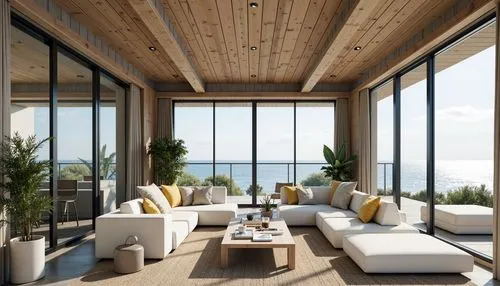 penthouses,sunroom,oceanfront,wooden decking,livingroom,wood deck,wooden beams,living room,wood and beach,roof terrace,dunes house,wooden windows,interior modern design,beachfront,contemporary decor,luxury home interior,loft,modern decor,modern living room,terrasse