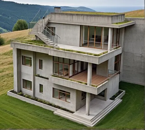 passivhaus,dunes house,cubic house,grass roof,glickenhaus,cantilevered,Photography,General,Realistic