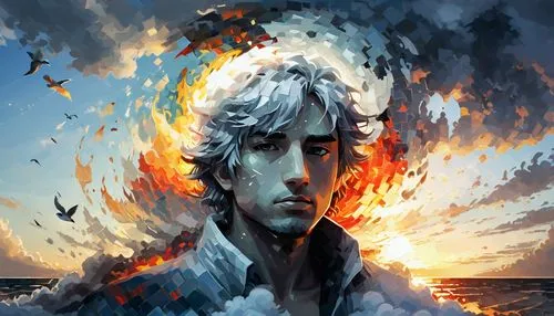 gale,tyrion lannister,howl,lake of fire,exploding head,game illustration,fantasy art,the wind from the sea,dragon fire,rain of fire,fire and water,sci fiction illustration,god of the sea,flame of fire,fantasy portrait,daemon,fire artist,flame spirit,fire background,games of light,Conceptual Art,Oil color,Oil Color 11