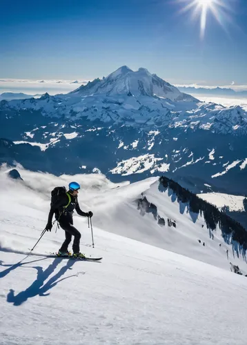 "Photographer: Radka Chapin, Redmond. Photo taken: Jan. 31, Hidden Lake Peaks, North Cascades. Photographer's description: ""It's been a low-snow year so we set out to search for skiable snow in the N