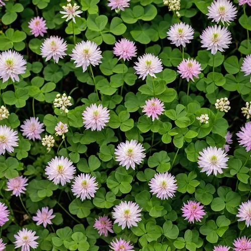 a picture of berries hanging from nches on a tree,clover pattern,pink daisies,pink clover,wood daisy background,white clover,clover leaves