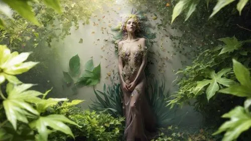 dryad,faerie,faery,the enchantress,garden fairy,rusalka,fae,natura,flora,elven,fairy queen,fantasy picture,elven flower,elven forest,garden of eden,fairy forest,poison ivy,bridal veil,mother nature,anahata