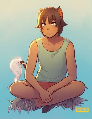 frisk,mowgli,sittin,selkie,basking,white feather,Illustration,Japanese style,Japanese Style 06