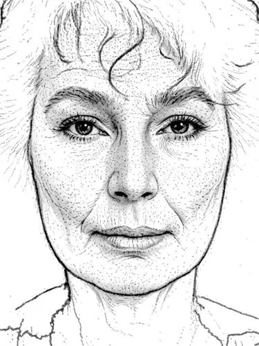 a black and white drawing of a woman's face,signoret,chenoweth,eleniak,varda,bjork,sergeyeva,Design Sketch,Design Sketch,Black and white Comic