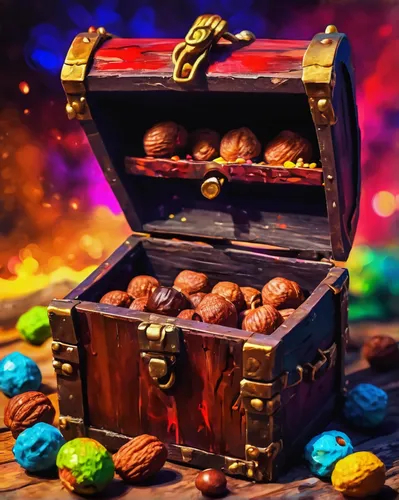candy cauldron,treasure chest,pot of gold background,pirate treasure,chocolatier,confectionery,candies,crown chocolates,easter egg sorbian,candy crush,candy eggs,colorful foil background,delicious confectionery,chocolates,box of chocolate,confiserie,stylized macaron,chocolate candy,world champion rolls,candy store,Conceptual Art,Oil color,Oil Color 21