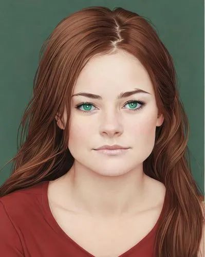 portrait of Catherine McCormack 21-year-old, open dark-auburn-hair, dark-emerald-eyes, inquisitive expression,digital painting,girl portrait,rose png,portrait of a girl,orla,portrait background,world 