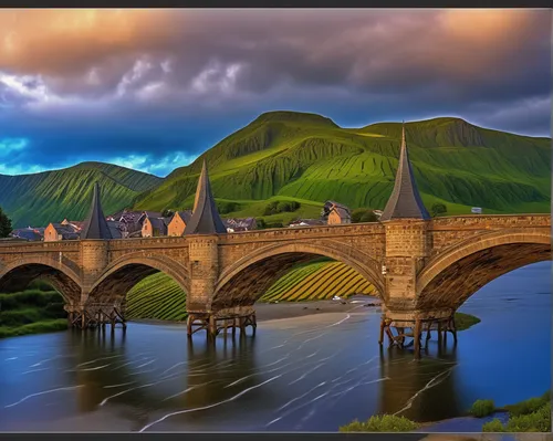 hohenzollern bridge,tied-arch bridge,arch bridge,dragon bridge,eilean donan,cantilever bridge,angel bridge,stone bridge,scottish highlands,hangman's bridge,fantasy landscape,scotland,bridge new europe