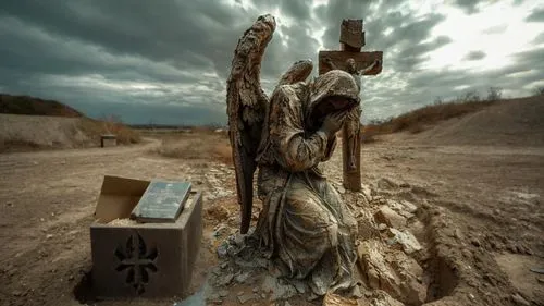 the grave in the earth,crucis,weeping angel,burial ground,graveside,graven