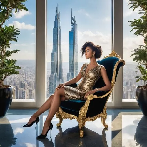 dirie,afrofuturism,chairwoman,gazillionaire,opulently,tycoon,empire,tracee,queenship,empires,opulence,damac,businesswoman,business woman,penthouses,biophilia,opulent,navys,bussiness woman,luxury property,Conceptual Art,Sci-Fi,Sci-Fi 24