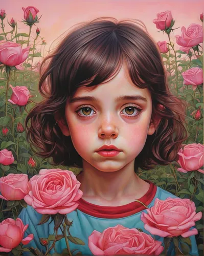 girl in flowers,ipê-rosa,little girl in pink dress,oil painting on canvas,child portrait,bella rosa,rosa,bibernell rose,rosa-sinensis,oil on canvas,young girl,free land-rose,kahila garland-lily,oil painting,rosebud,girl in the garden,mystical portrait of a girl,portrait of a girl,child girl,rosy,Conceptual Art,Daily,Daily 15