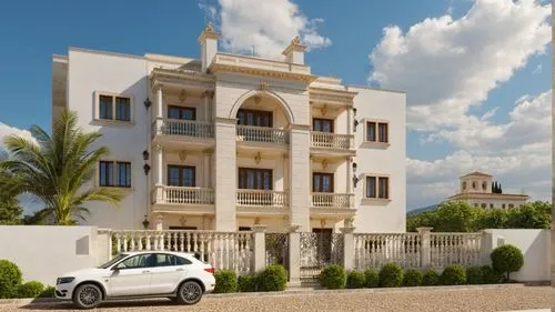 a white vehicle parked in front of a home,residencial,fresnaye,mogadishu,inmobiliaria,bendemeer estates,sursock,luxury property,baladiyat,holiday villa,private estate,villa,banjul,nouakchott,private h