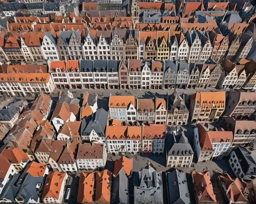 Cologne, German architecture, medieval style, Romanesque Revival, intricate stone carvings, ornate facades, grand cathedrals, vibrant colored roof tiles, pointed arches, ribbed vaults, stained glass w