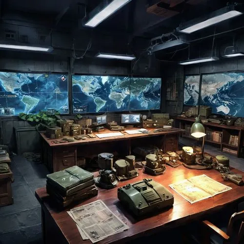 Why do you play with brain damage?,a wooden desk topped with lots of boxes and bags,computer room,research station,study room,earth station,modern office,arktika,Conceptual Art,Fantasy,Fantasy 03