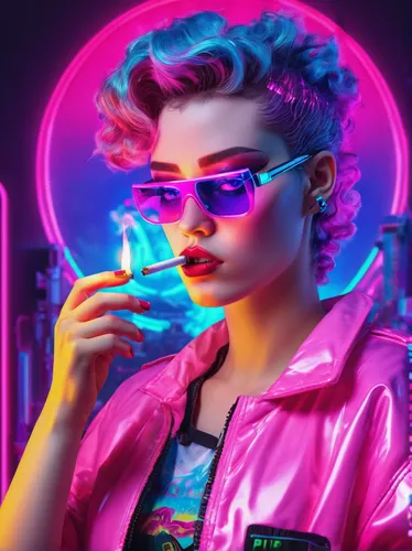 In a dystopian world, depict a rebel using a modified cigarette lighter as a secret weapon.,80s,cyber glasses,neon cocktails,neon drinks,80's design,cyberpunk,neon tea,neon light,neon lights,neon,neon