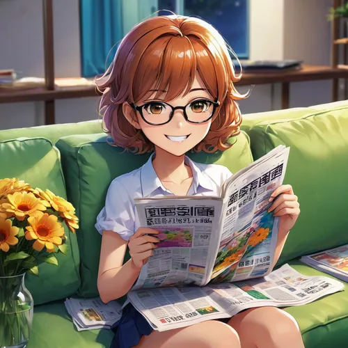 reading the newspaper,newspaper reading,reading glasses,relaxing reading,blonde sits and reads the newspaper,reading,girl studying,with glasses,newspapers,people reading newspaper,bookworm,blonde woman reading a newspaper,mikuru asahina,glasses,read a book,little girl reading,newscaster,book glasses,kotobukiya,readers,Illustration,Japanese style,Japanese Style 03