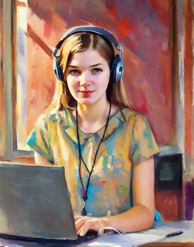 girl at the computer,girl studying,computer art,telephone operator,headset,artist portrait,librarian,world digital painting,operator,wireless headset,photo painting,the girl at the station,computer skype,computer,custom portrait,girl-in-pop-art,headphone,ammo,digiart,silphie