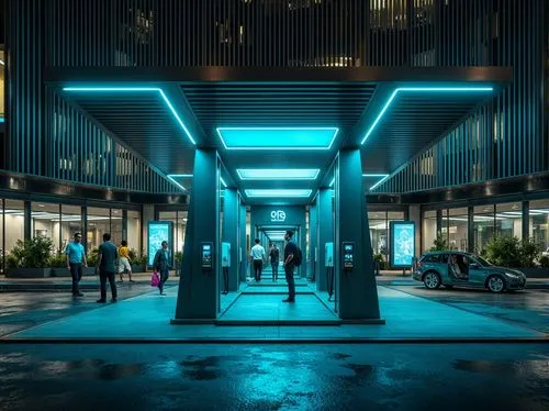 electroluminescent,city corner,hypermodern,polara,at night,night lights,pedestrian lights,makati,night photography,parkade,cybercity,blue light,urban,pedestrian,bahru,light trails,night photograph,mvrdv,harborplace,night scene