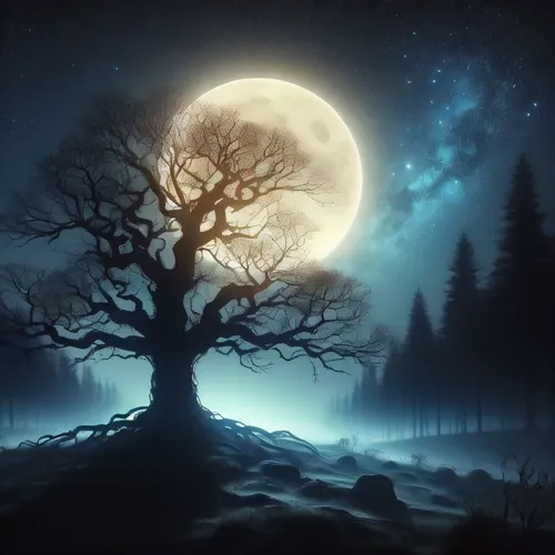 moonlit night,moonlit,magic tree,fantasy picture,isolated tree,moon and star background,hanging moon,blue moon,the night of kupala,moonbeam,full moon,celtic tree,moonshine,lone tree,the branches of th