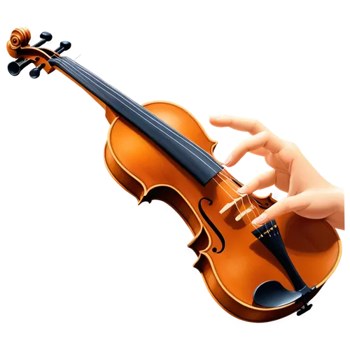 Fiddle, musical instrument, wooden body, intricate carvings, strings, bow, musician's hand holding neck, fingers pressing strings, solo performance, spotlight, dark background, 3/4 composition, shallo