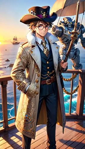 pirate,admiral von tromp,pirate treasure,naval officer,seafarer,steampunk,ship doctor,galleon,pirates,brown sailor,caravel,ara macao,napoleon bonaparte,manila galleon,sanya,stylish boy,the sandpiper general,seafaring,tracer,saranka,Anime,Anime,General