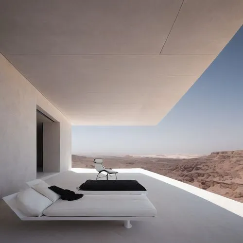 amanresorts,dunes house,roof landscape,concrete ceiling,stucco ceiling,horizontality,chipperfield,mahdavi,modern minimalist lounge,desert landscape,siza,stucco wall,cubic house,roof terrace,cantilever,cantilevered,desert desert landscape,exposed concrete,daybed,chaise lounge,Conceptual Art,Sci-Fi,Sci-Fi 13