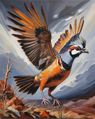 Describe the graceful flight of a spinifex pigeon during a stormy and dramatic moment.,chukar,chukar partridge,spinifex pigeon,bird painting,australian zebra finch,killdeer,magpie lark,australian bird