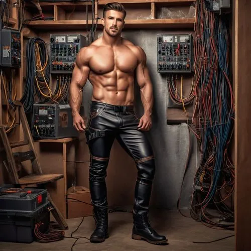 leatherman,aljaz,leather boots,leathery,mechanic,folsom,electrician,rockhold,tool belt,leather,goncharov,kazarian,musclebound,hotwired,handyman,repairman,high voltage,leather texture,hunky,car mechanic,Photography,General,Natural