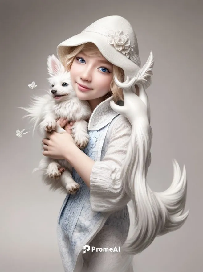 carrying a little white dog,girl with dog,white cat,white dog,white shepherd,white fur hat,boy and dog,english white terrier,japanese spitz,child fox,samoyed,little boy and girl,american eskimo dog,be