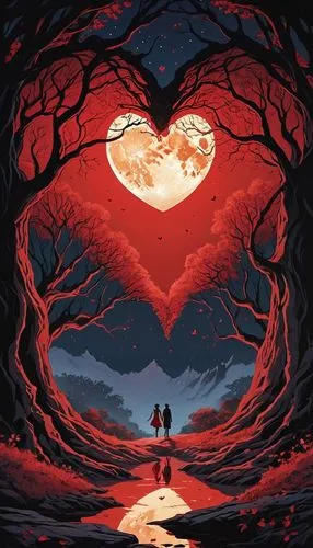 heart background,tree heart,valentines day background,the luv path,romantic scene,couple silhouette