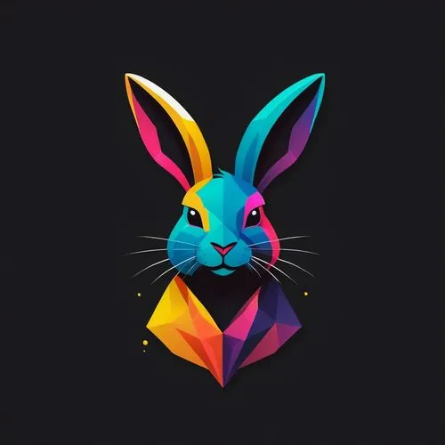 rainbow rabbit,rabbit,easter background,easter theme,deco bunny,bunny,vector illustration,no ear bunny,low poly,rabbits,low-poly,vector graphic,thumper,tiktok icon,jack rabbit,easter bunny,vector art,dribbble,easter-colors,wood rabbit,Illustration,Paper based,Paper Based 07