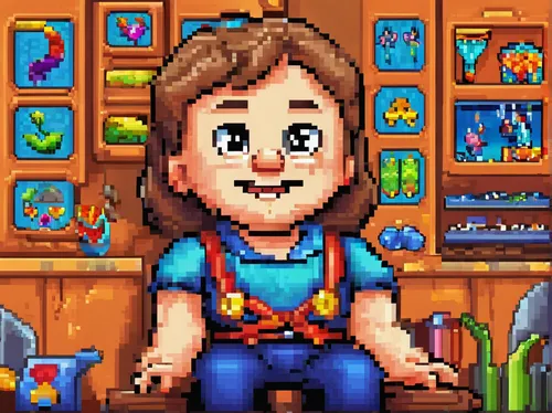 pixel art,shopkeeper,custom portrait,pixelgrafic,facebook pixel,kids illustration,pixel,child portrait,store icon,edit icon,artist portrait,growth icon,children's background,child care worker,retro frame,preschool,portrait background,pet shop,life stage icon,boy's room picture,Unique,Pixel,Pixel 05