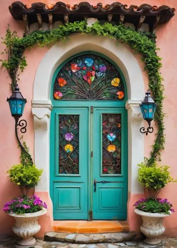 garden door,door wreath,greek island door,colorful facade,front door,portal,fairy door,exterior decoration,doorways,sicily window,blue door,blue doors,doorway,flower wreath,old door,doors,entryways,window with shutters,bohemian art,wreath of flowers,Art,Artistic Painting,Artistic Painting 42