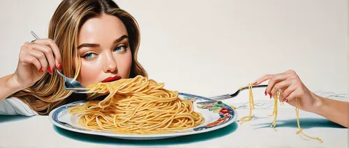 appetite,spaghetti,fusilli,fettuccine,spaguetti,linguine,modern pop art,strozzapreti,spaghetti aglio e olio,calorie,pasta,woman eating apple,tagliatelle,capellini,spaghetti alla puttanesca,al dente,antipasta,oil painting on canvas,hunger,noodles,Illustration,Black and White,Black and White 25