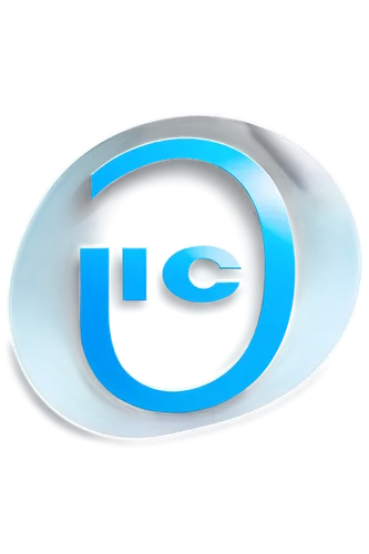 Simple ics logo, blue and white colors, circular shape, bold font, letter "i" in center, metallic material, reflective surface, slight shadow, top-down view, minimalist composition, high contrast, 3D 