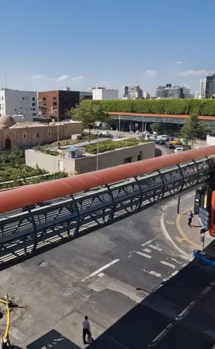  Greenery,  sustainable urban design, tall trees and roof garden, modern white architecture,a train parked on the tracks near a city,skyrail,steel tube,iron pipe,360 ° panorama,monorail,highline,skylo