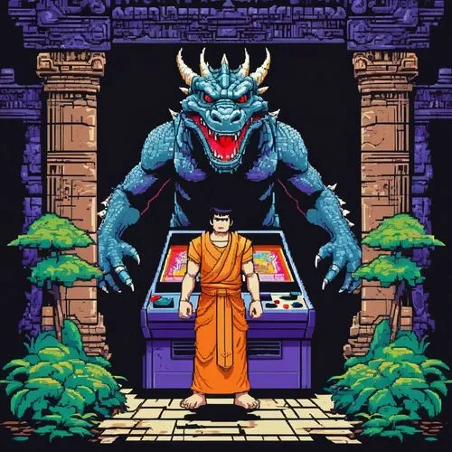 contra,kaijuka,sunsoft,game illustration,castlevania,devilman,taito,dragonlord,computer games,astyanax,bandersnatch,tatsujin,drakenstein,tekmeh,computer game,daikatana,tengen,mahjong,kukulkan,gametogenesis,Unique,Pixel,Pixel 04