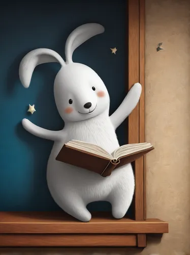 white rabbit,white bunny,bookworm,deco bunny,magic book,little rabbit,cute cartoon character,wood rabbit,cute cartoon image,rabbit,book illustration,little bunny,whimsical animals,child with a book,rabbit pulling carrot,bunny,fluffy diary,picture book,read a book,kids illustration,Illustration,Abstract Fantasy,Abstract Fantasy 22