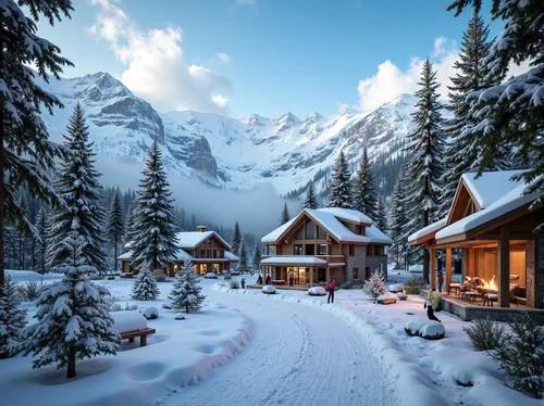 snowy landscape,christmas landscape,snow landscape,winter wonderland,winter landscape,winter village,mountain huts,winter background,winter house,alpine village,the cabin in the mountains,christmas snowy background,snowy mountains,snow scene,santa's village,log cabin,snow shelter,mountain hut,swiss alps,mountain village