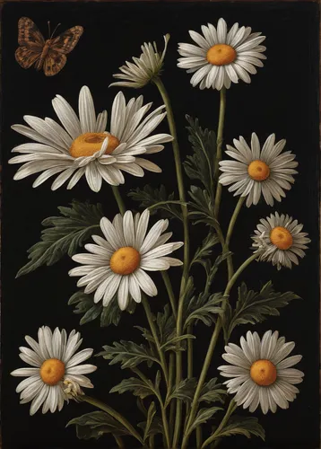 marguerite daisy,david bates,heath aster,common daisy,marguerite,oxeye daisy,daisy flowers,dryas julia,ox-eye daisy,mayweed,leucanthemum,barberton daisies,shasta daisy,daisies,african daisies,white daisies,perennial daisy,european michaelmas daisy,leucanthemum maximum,euphydryas,Art,Classical Oil Painting,Classical Oil Painting 19