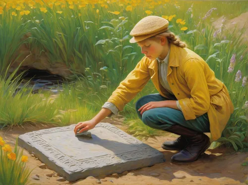 girl picking flowers,woman at the well,painting technique,girl praying,female worker,woman praying,praying woman,yellow grass,girl in the garden,flagstone,picking flowers,girl studying,woman playing,barbara millicent roberts,oil painting,girl lying on the grass,oil chalk,meticulous painting,suitcase in field,painting,Art,Classical Oil Painting,Classical Oil Painting 20