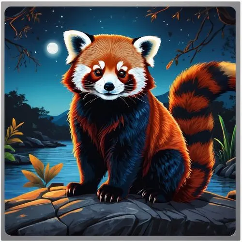 red panda,autumn icon,mozilla,north american raccoon,growth icon,firefox,game illustration,ring-tailed,raccoon,mustelid,mustelidae,forest background,edit icon,autumn background,pencil icon,store icon,garden-fox tail,fauna,fox stacked animals,autumn theme,Unique,Design,Sticker