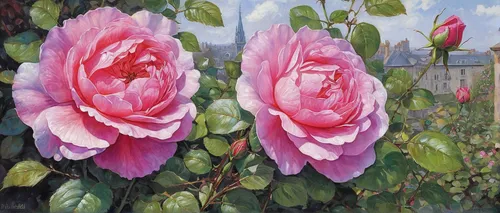 Sepal Painting - Big Rose by Ruth Addinall,camellias,noble roses,camelliers,blooming roses,peonies,lotuses,rosa-sinensis,peony,bella rosa,flower painting,pink peony,pink roses,peony frame,camellia,ros